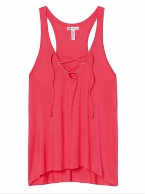 VS PINK Super Soft Modal Lace-up Tank In Coral Size Small - Nwot